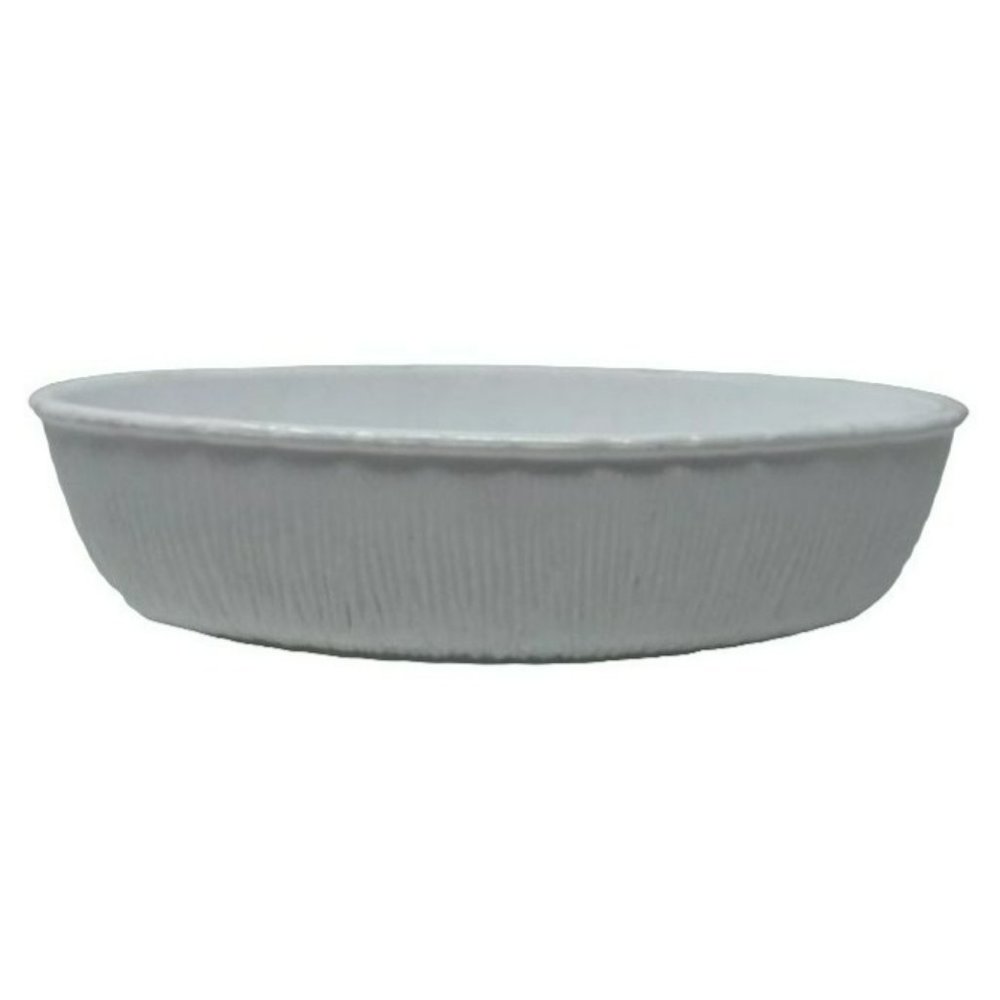 Vintage 1975 FTD Oval Milk Glass Serving Bowl Planter/Twig and Grass Pattern